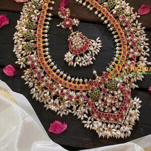 Bridal Jewelry necklace Haram - IndianSouth Indian  Dulhan Kundan Jewelry